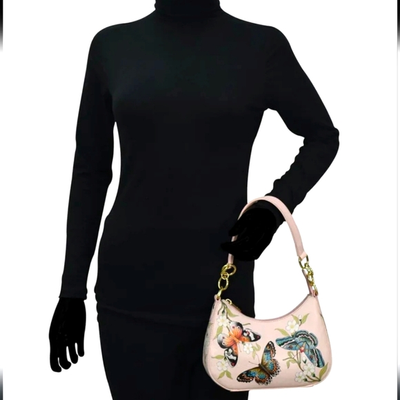 Cartera Cuero Pintada Mano Acordeón Mariposas Cartera Anuschka Pintada A Mano - Cuero Genuino, Diseño Butterfly Melody Cuero Pintado Mano